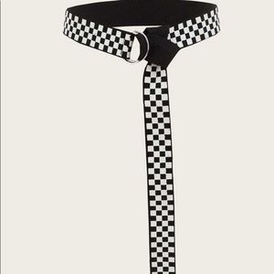 Checkered tape belt.